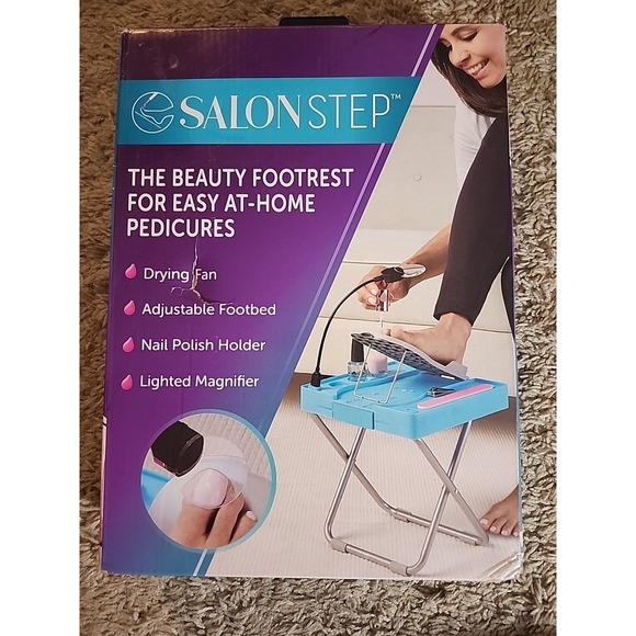 Salon Step Beauty Footrest for  At-Home Pedicures LED Magnifier Drying Fan - Picture 2 of 11
